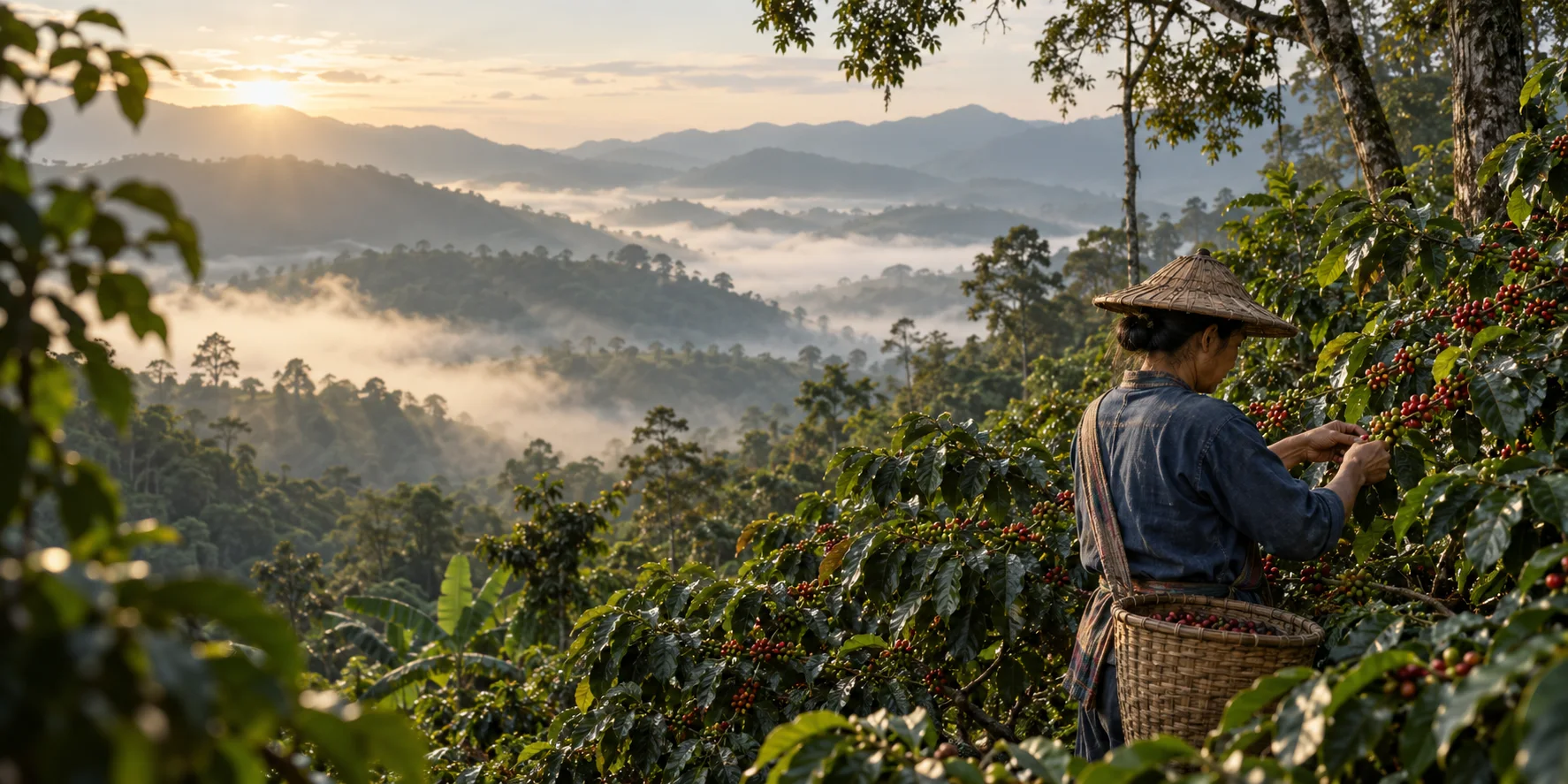 ภาพประกอบสวนกาแฟบนดอย สร้างด้วย AI